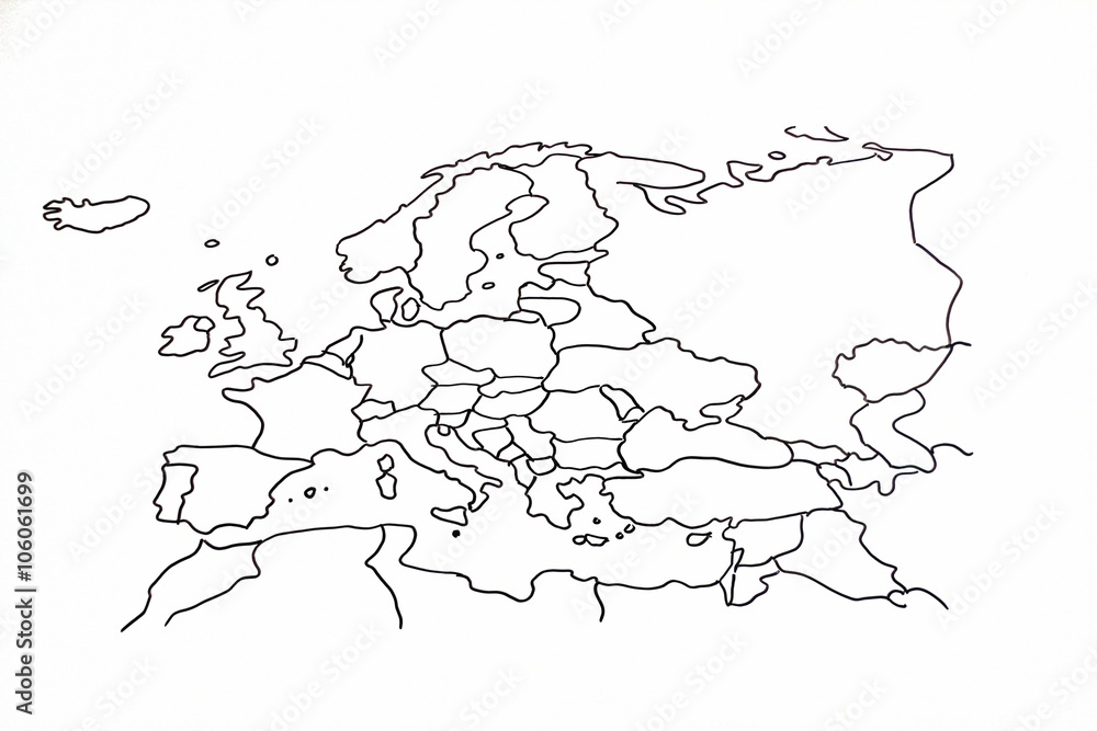 A hand drawing of the European continent 