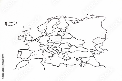 A hand drawing of the European continent 