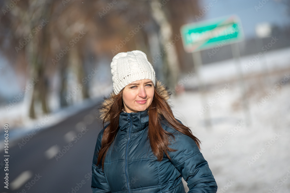 Woman in winter scenery Woman in winter scenery