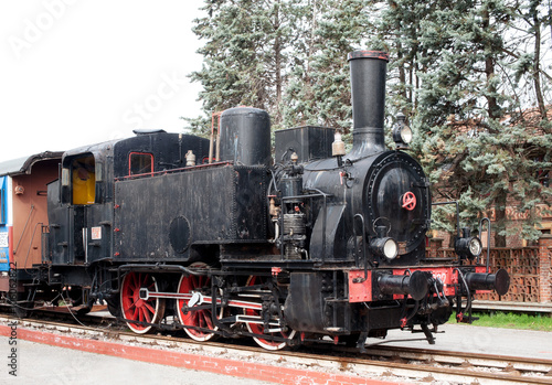 Old black vintage steam locomotive