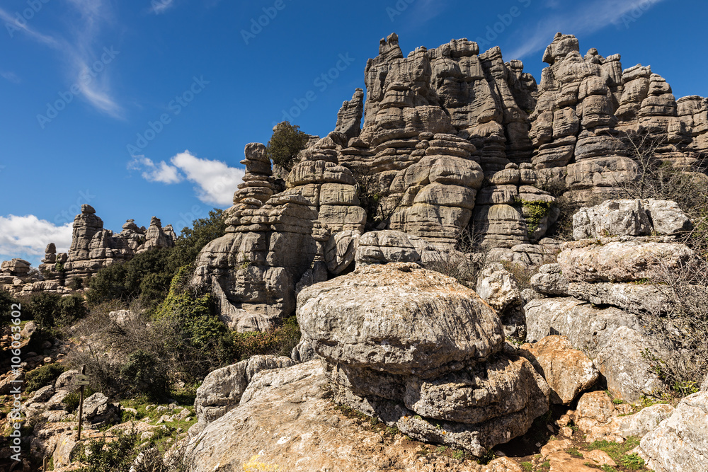 The Torcal de Antequera Natural Park contains one of the most impressive examples of karst landscape in Europe. This natural park is located near Antequera. Spain.