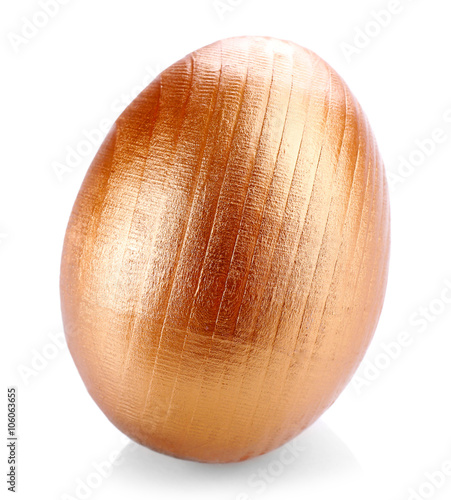 Golden Easter egg isolated on white background