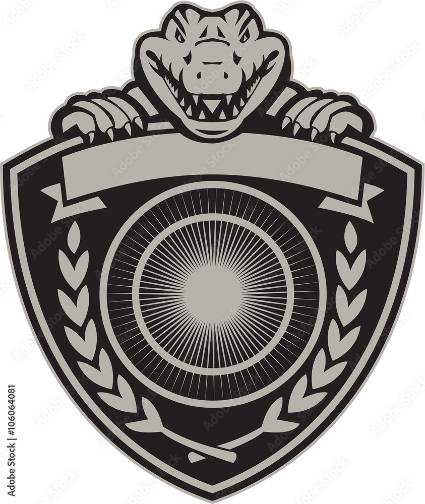 Naklejka premium Gator Head Coat of Arms Retro