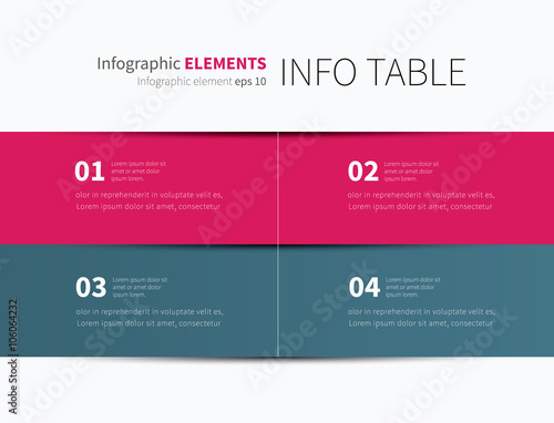 Εκτύπωση καμβά infographic table options 4 / vector tabular graphic for business summary, repor