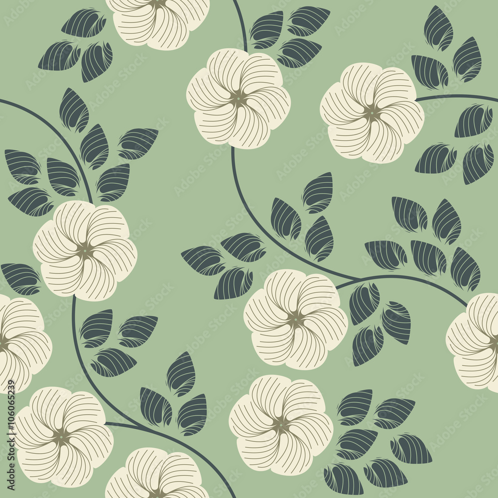 Spring seamless pattern with decorative flowers