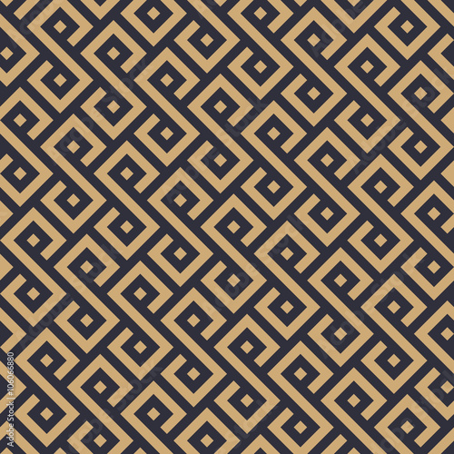 Seamless tan blue and brown square ethnic pattern vector