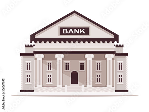 Bank Building. Vector Illustration. Flat Design Style. 