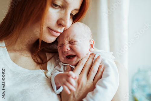 young mother and her hair troubled child