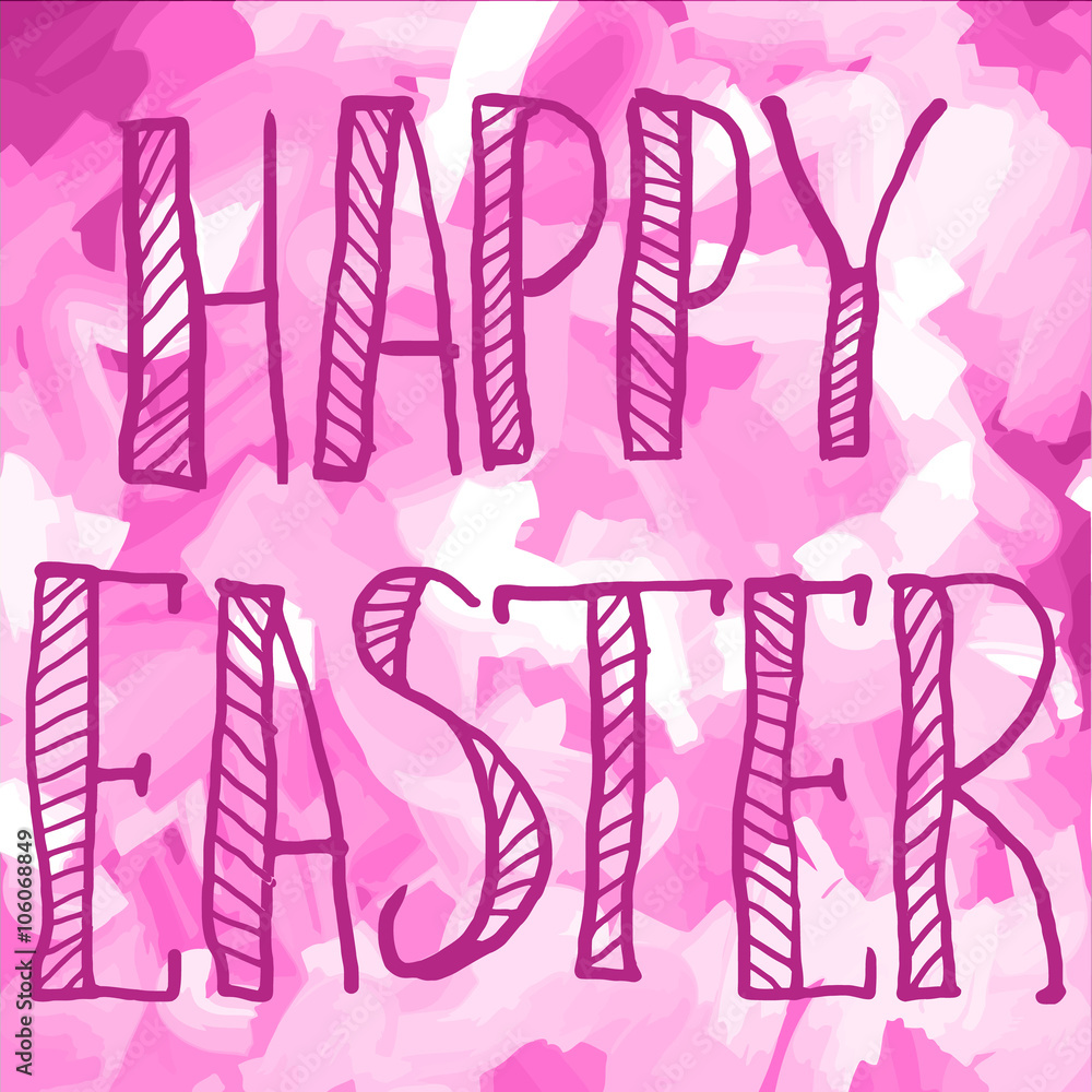 PrintHappy Easter Green on Pink Print Greeting Card Lettering PrintHappy Easter Green on Pink Print Greeting Card Lettering
