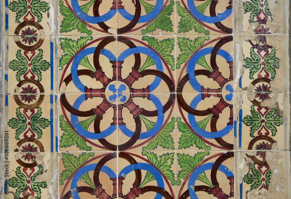 Detail of some typical portuguese tiles