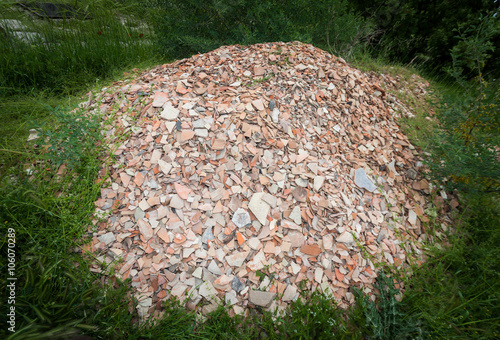 Canvas Print Pile of Discarded Pottery Shards at Dig in Turkey