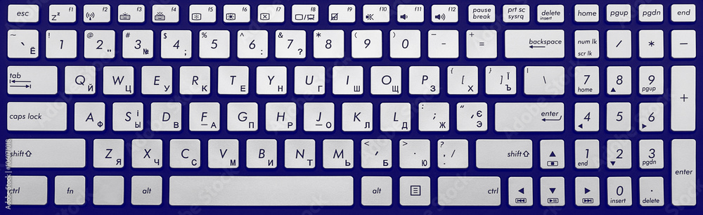 Modern blue and chrome keyboard isolated Modern blue and chrome keyboard isolated