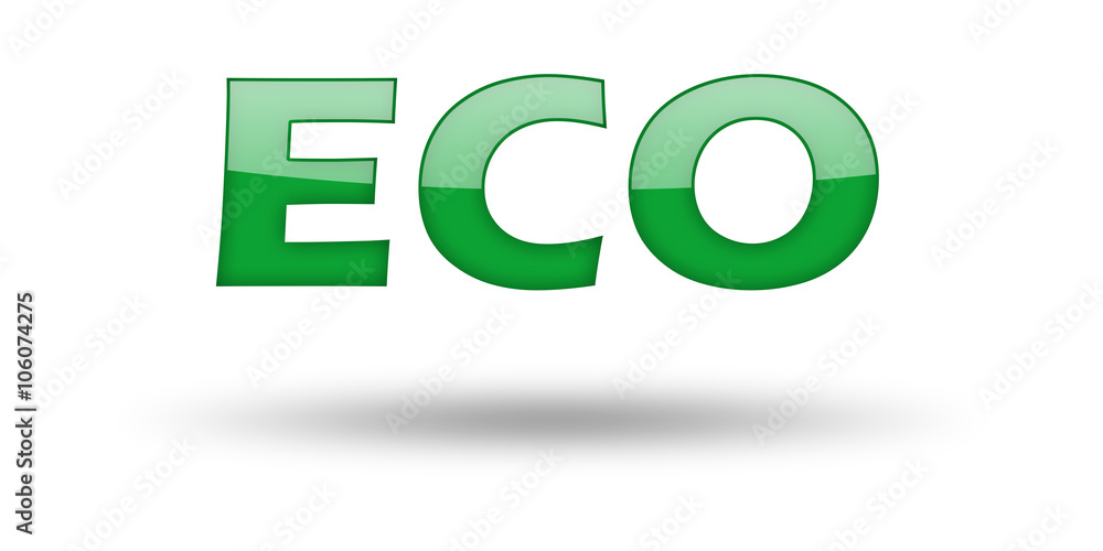 Word Eco with green letters and shadow. Word Eco with green letters and shadow.