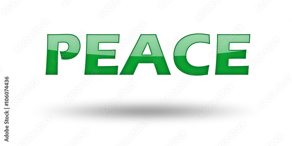Word Peace with green letters and shadow. Word Peace with green letters and shadow.