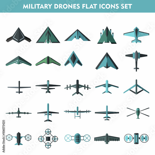 Set icons of  drone isolated on white