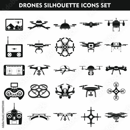 Set icons of  drone isolated on white
