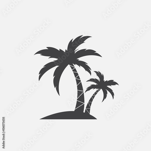Vector of a coconut trees silhouette on island. Icons.