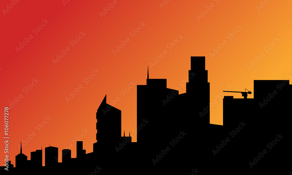 Silhouette of a tall buildings