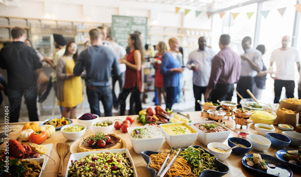 Brunch Choice Crowd Dining Food Options Eating Concept Stock Photo
