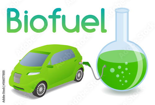 Biomass fuel made by algae, diagram illustration