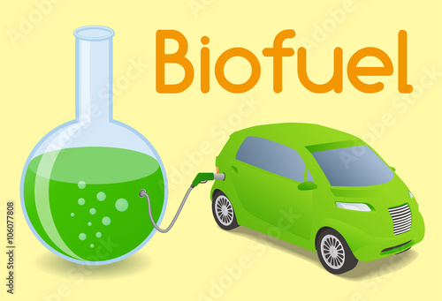 Biomass fuel made by algae, diagram illustration