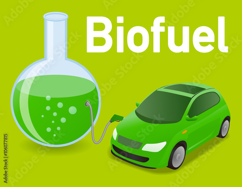 Biomass fuel made by algae, diagram illustration