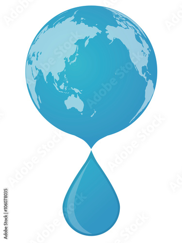 Drop of water dripping from the earth, vector illustration