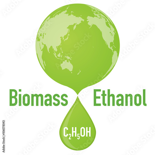 Biofuel: biomass ethanol and earth, vector illustration