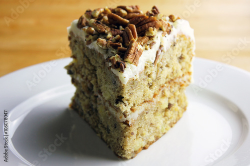 A slice of homemade hummingbird cake