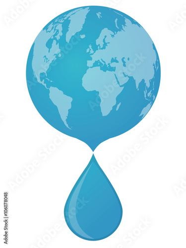 Drop of water dripping from the earth, vector illustration