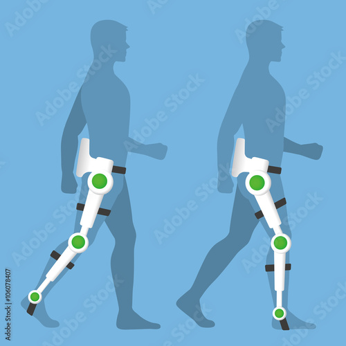 care robot, walking support machine, power suit,  vector illustration