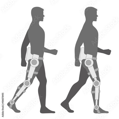 care robot, walking support machine, power suit,  vector illustration
