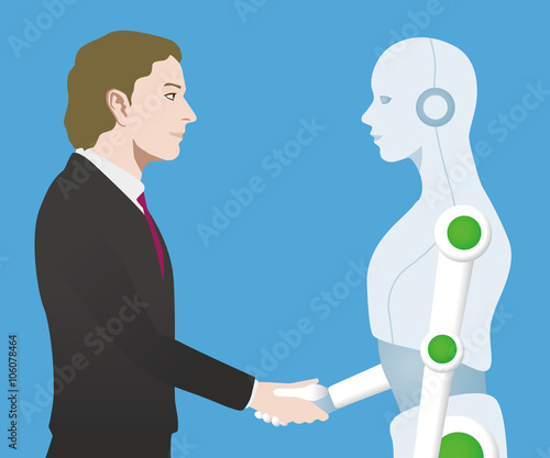 Handshake between man and robot