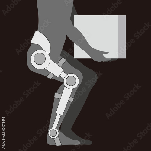 care robot, lifting support machine, power suit, vector illustration