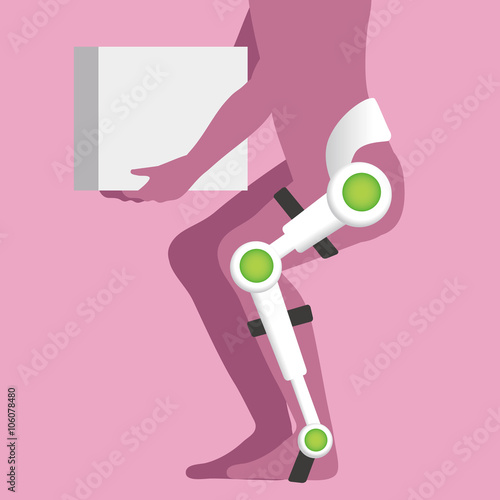 care robot, lifting support machine, power suit, vector illustration