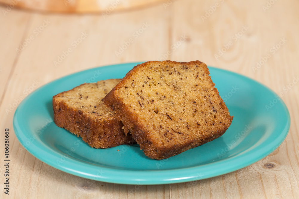 Homemade banana bread sliced on a table . rustic style Homemade banana bread sliced on a table . rustic style