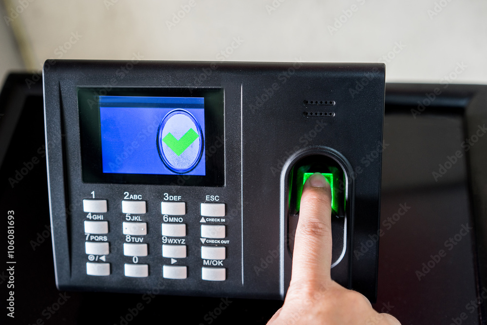 Finger print scan for enter security system