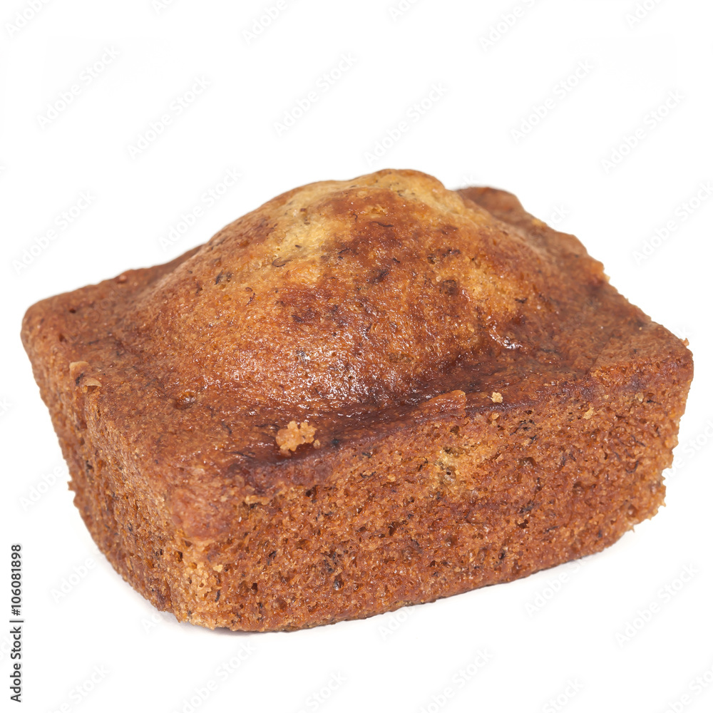 Homemade banana bread sliced on white background Homemade banana bread sliced on white background