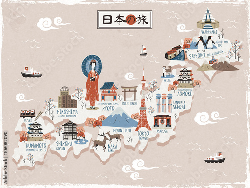 Japan travel map design