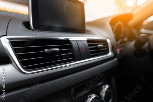 Принти на полотні Interior of a modern car, Car Air Conditioner panel