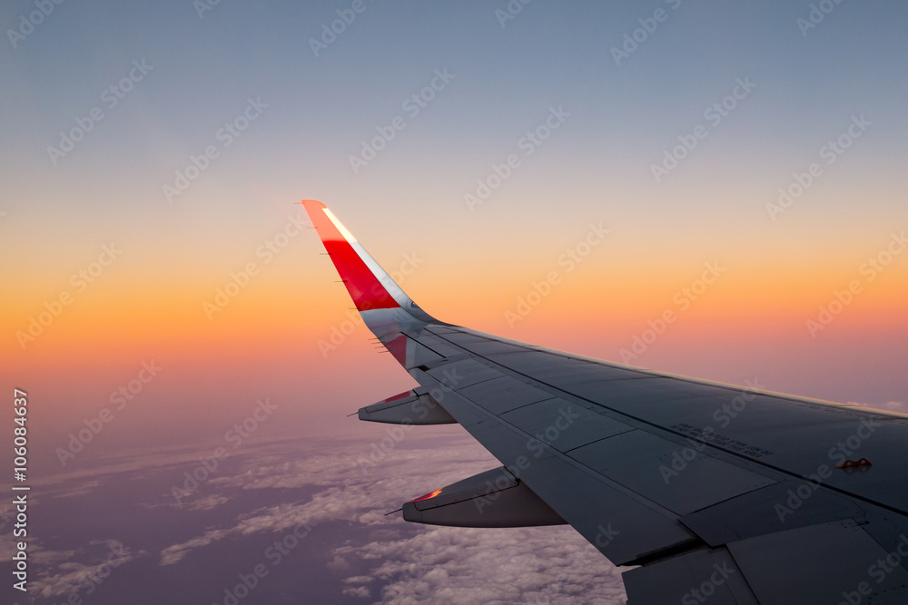 View plane wing from Airplane Window View plane wing from Airplane Window