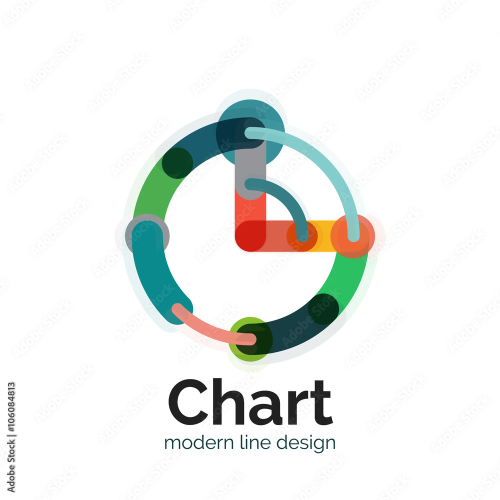 Thin line chart logo design. Graph icon modern colorful flat style Thin line chart logo design. Graph icon modern colorful flat style