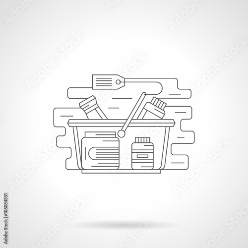 Sport supplements shop detailed line vector icon