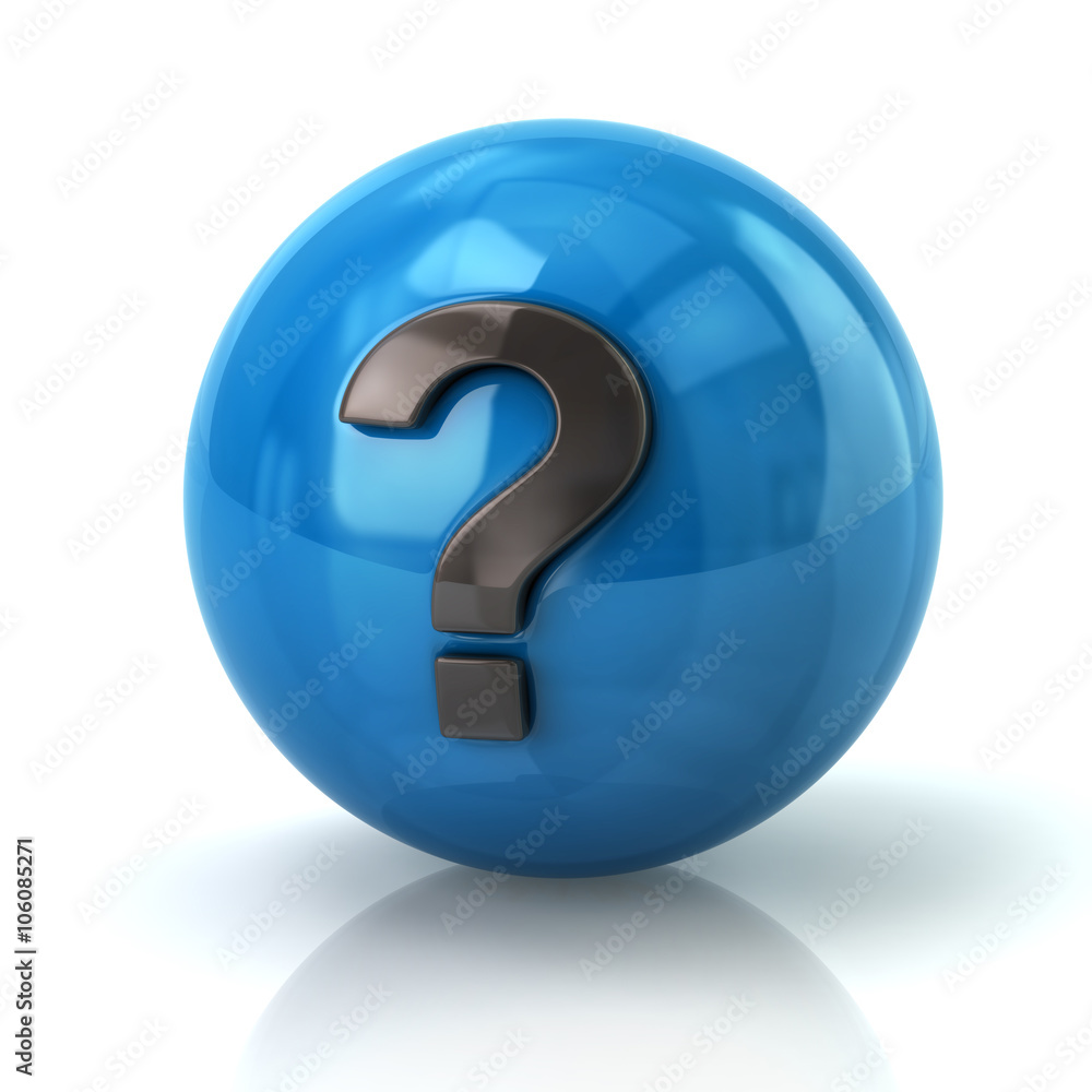Blue sphere with the question mark Blue sphere with the question mark
