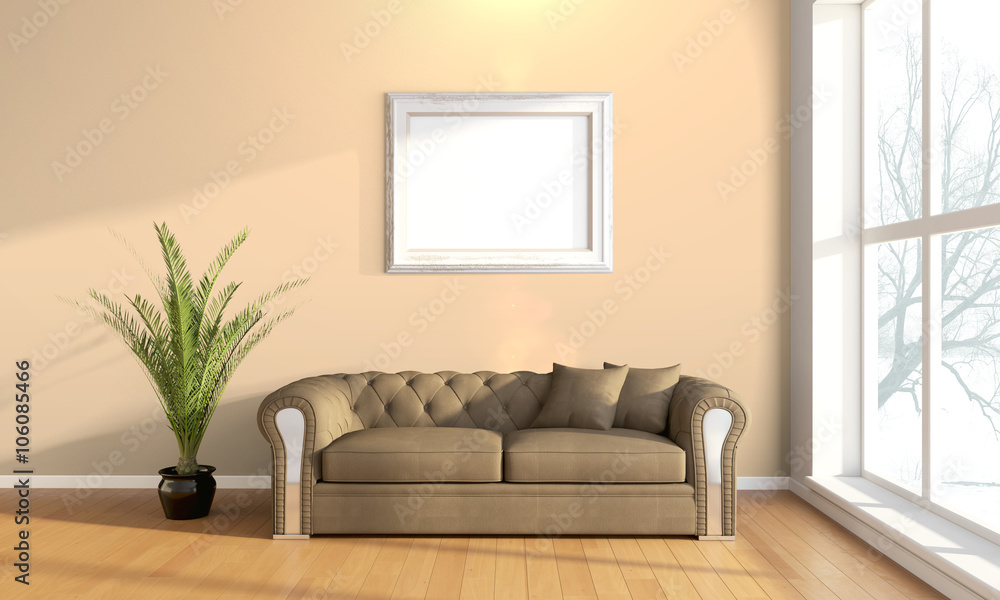 Modern bright interior . 3D render Modern bright interior . 3D render