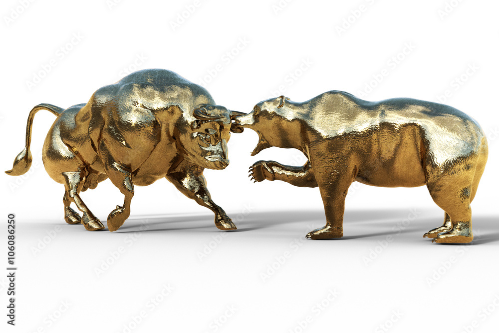 bear and bull fighting, stock exchange concept