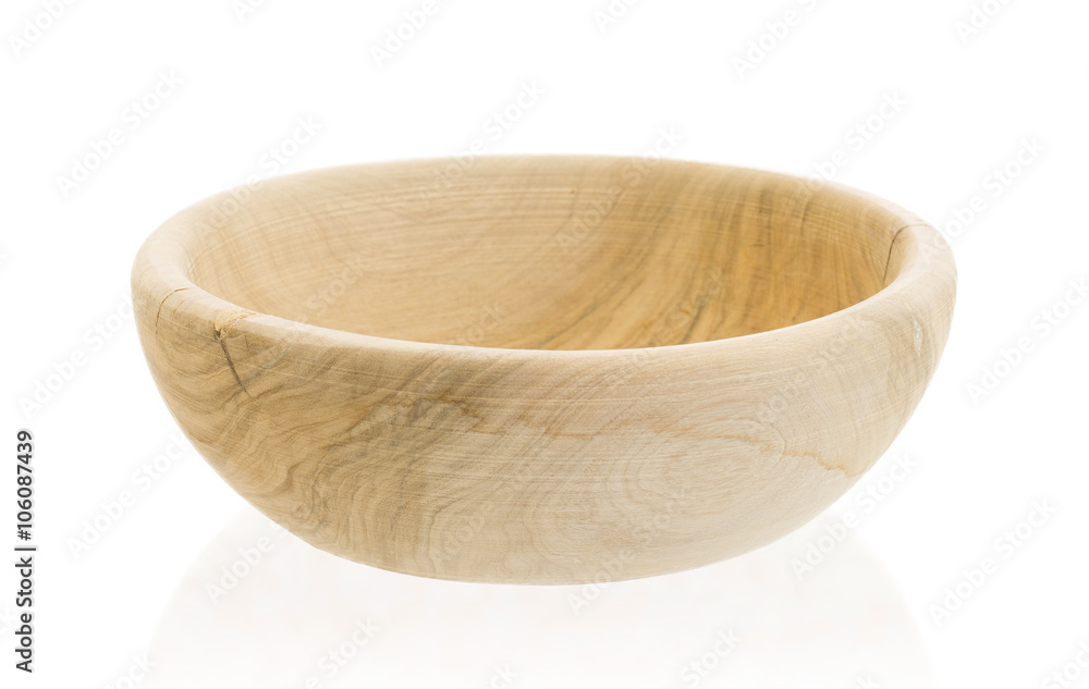 Simple wood bowl, isolated Simple wood bowl, isolated