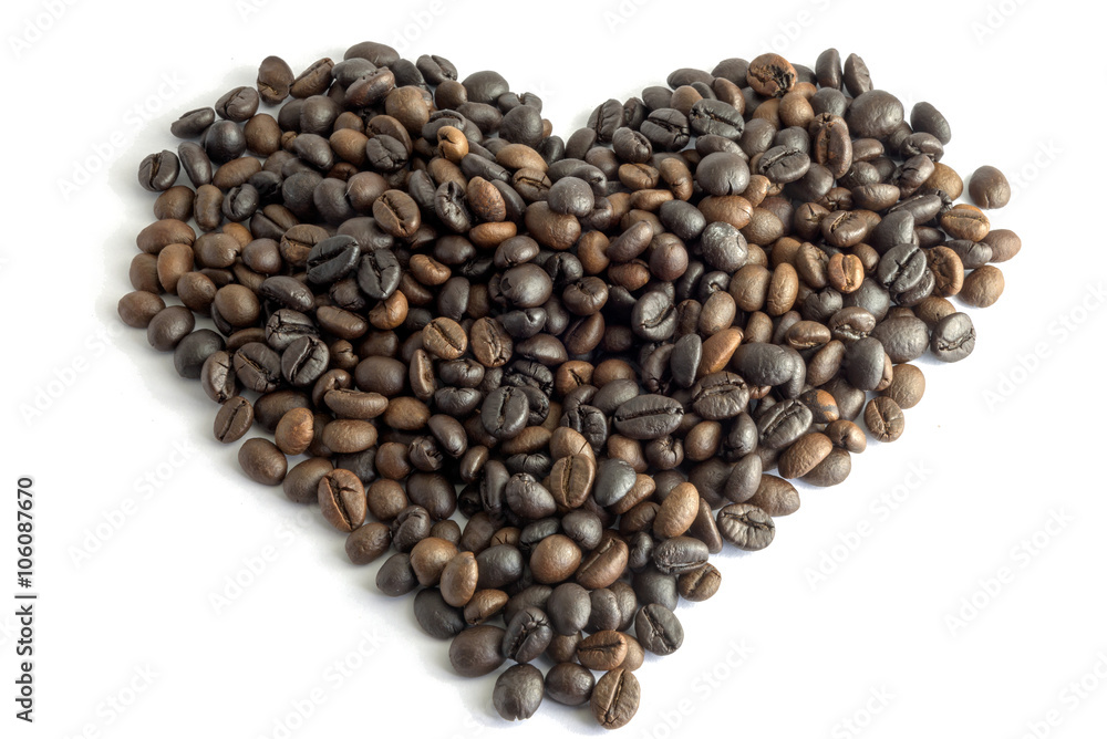 heart from coffee beans, isolated on white heart from coffee beans, isolated on white