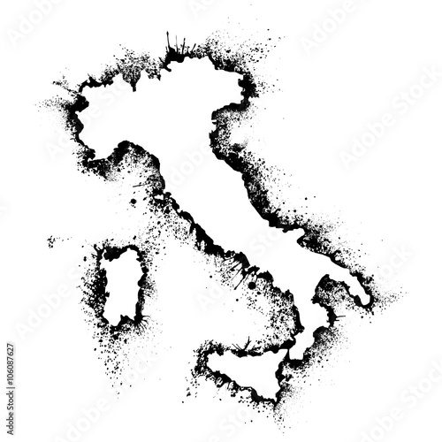 Photo Italy and Sicily  map vector format in the spray paint stains, outline Artistic
