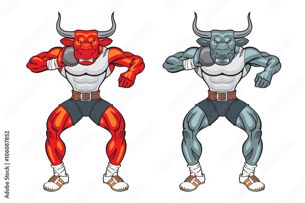 Bull mascot shot putter Bull mascot shot putter